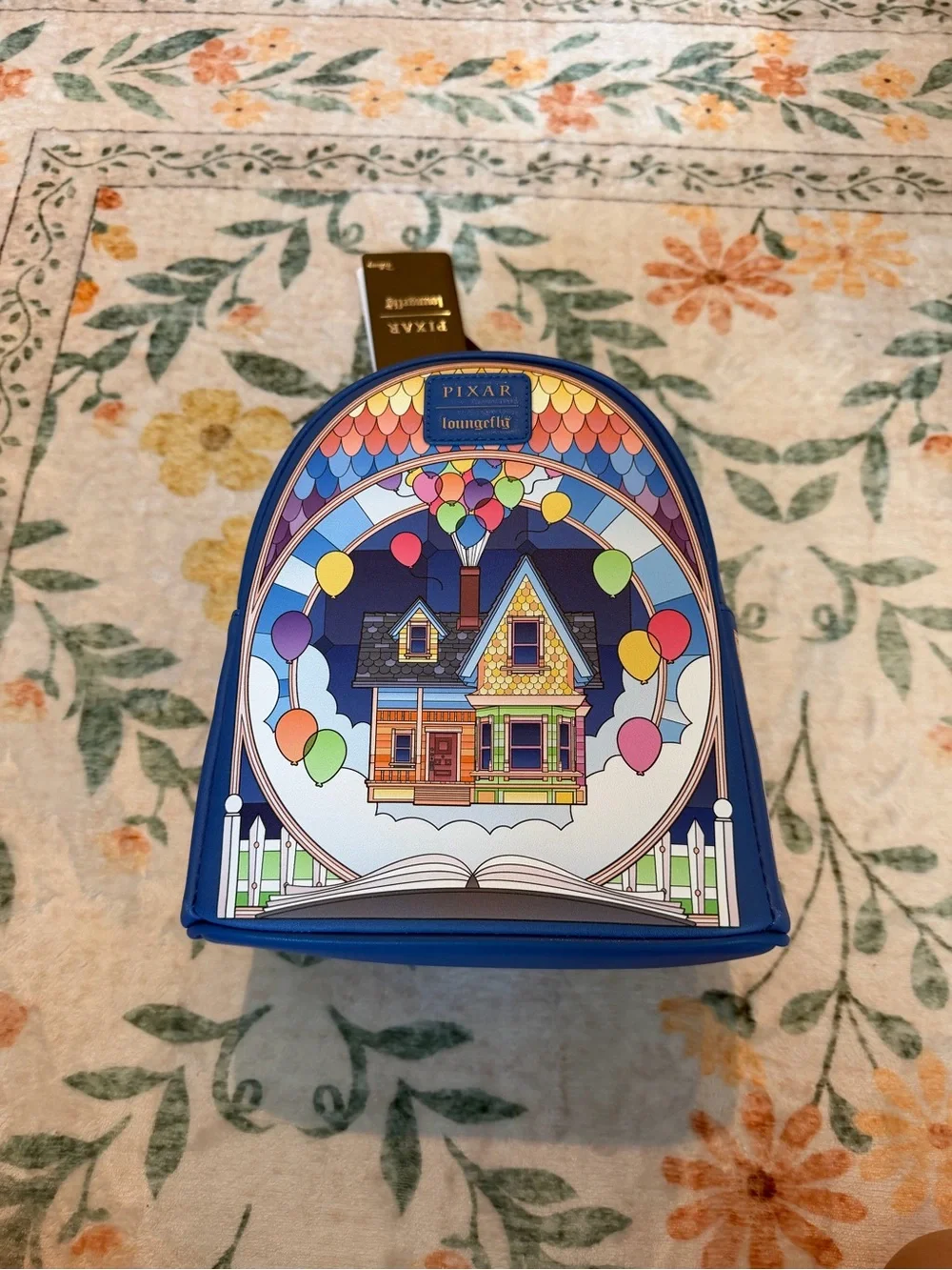 Loungefly Disney Pixar Up Stained Glass Mini Backpack balloons vibrant colorful